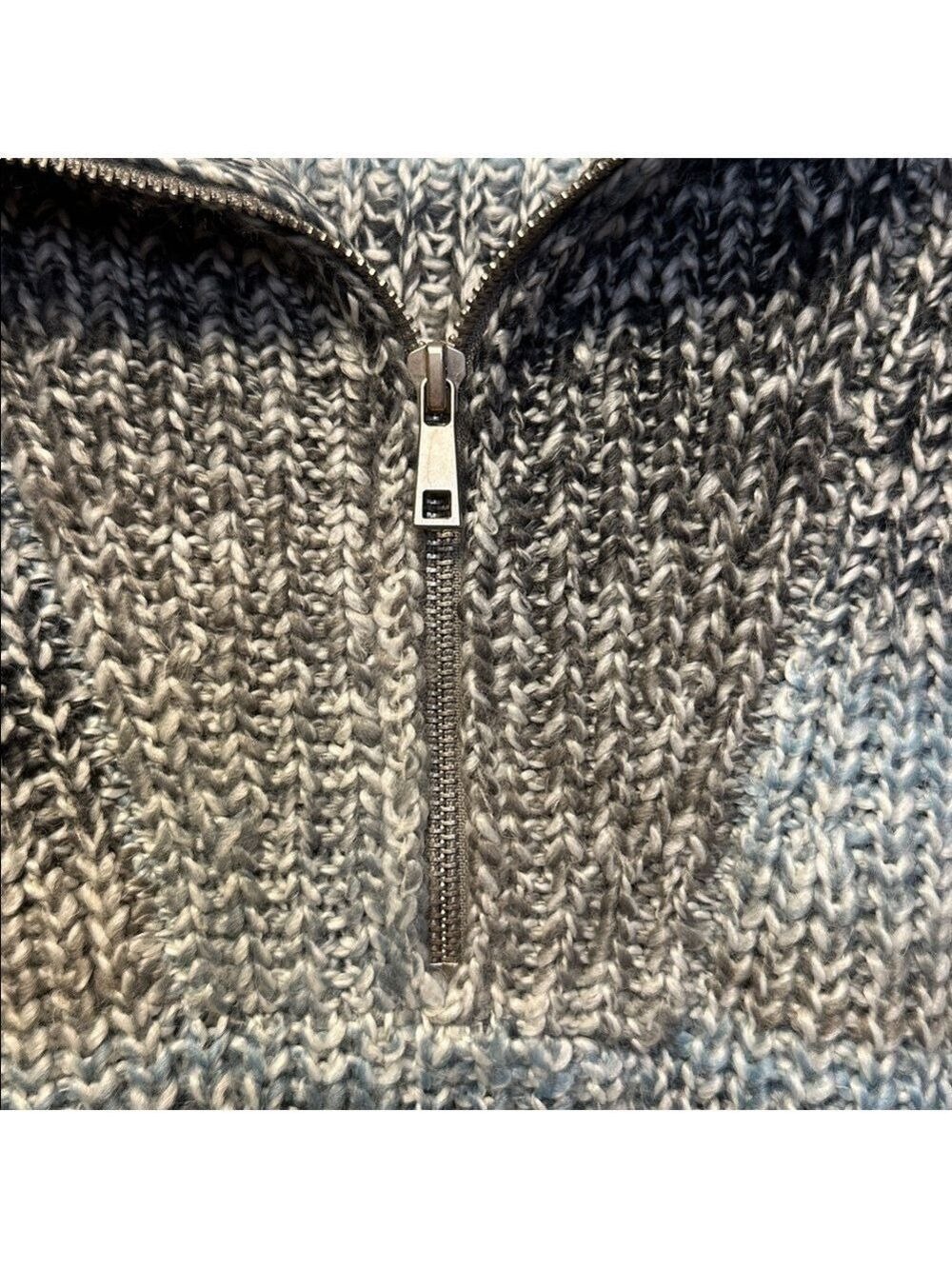 Twik by Simons Wool Blend Striped Relaxed Fit Quarter Zip Knit Sweater - Picture 7 of 10